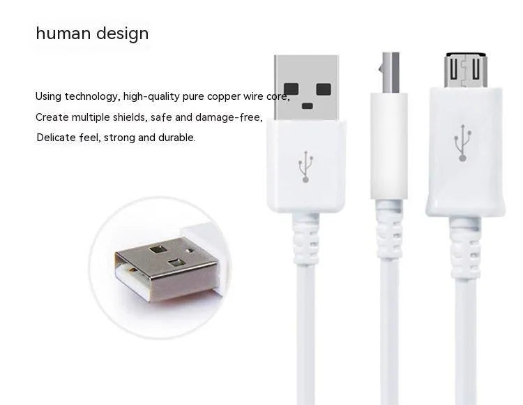 Android smartphone universal data cable with Micro USB connector, 1 metre length in black or white