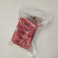 Black and red ABS plastic seat belt buckle lock holder protective device.