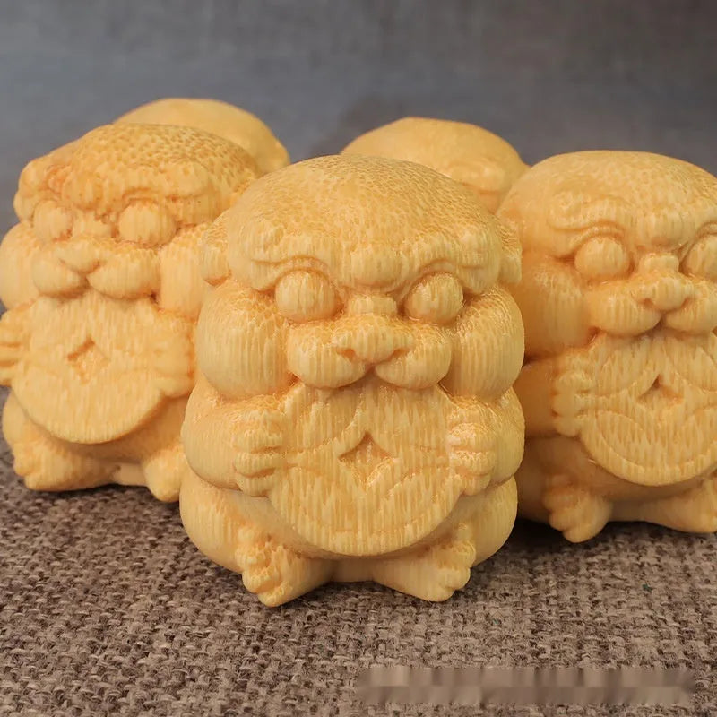 Solid bamboo carving ornament with Take Money motif measuring 4.5cm tall and 3.5cm wide