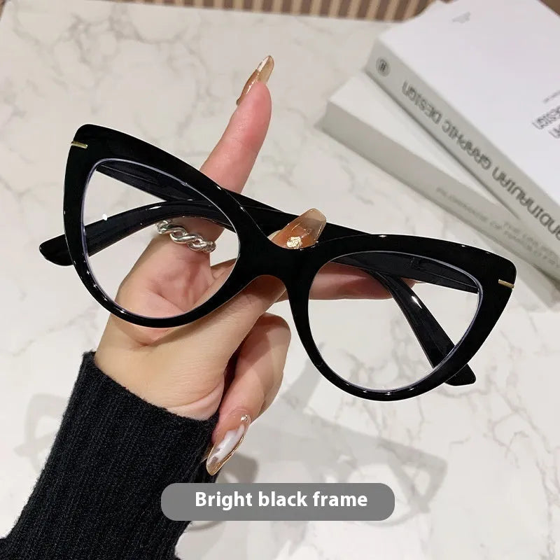 Women's large cat's eye reading glasses with dragon and phoenix decorations on the frames