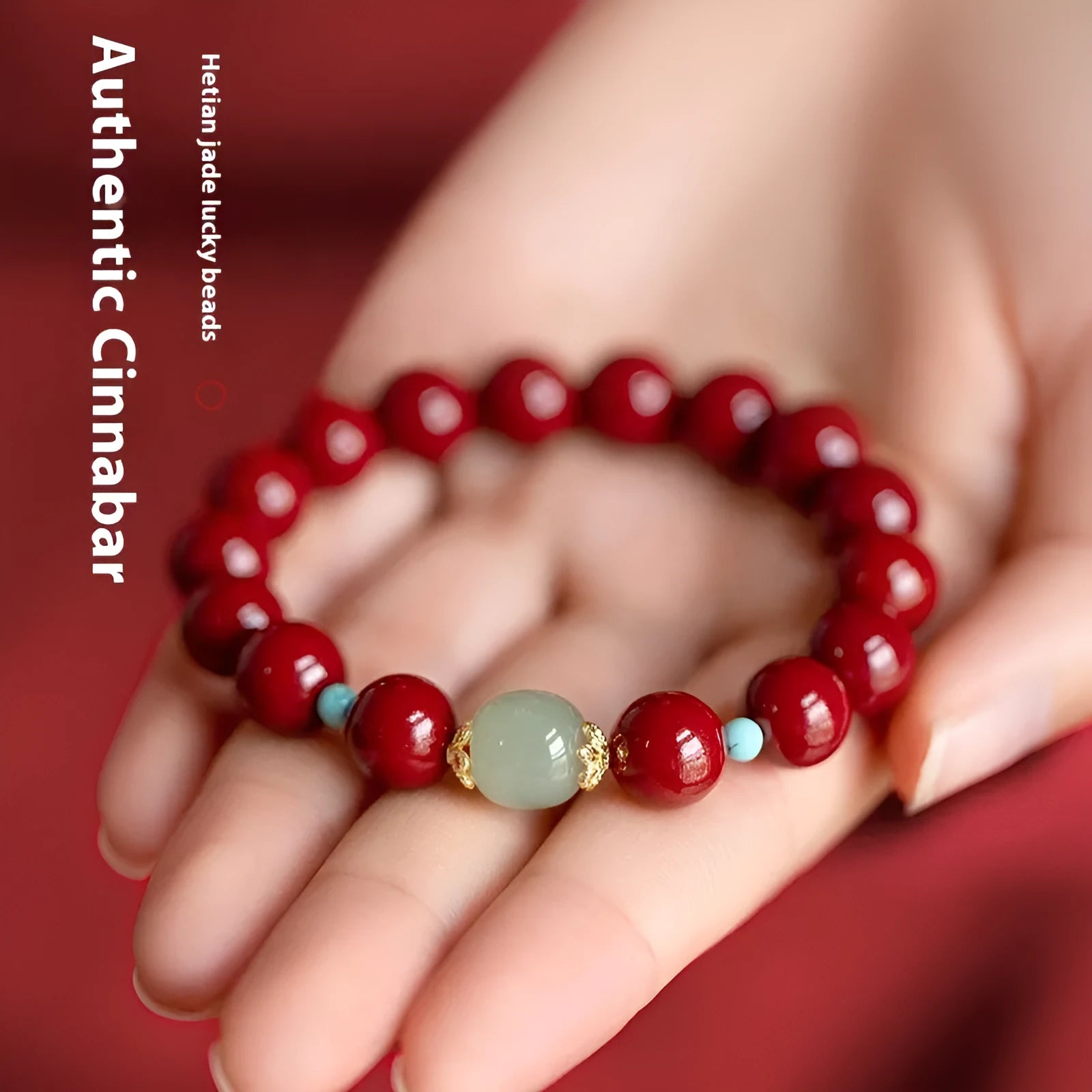 Purple Gold Sand cinnabar bracelet with geometric ellipse beads in unisex design