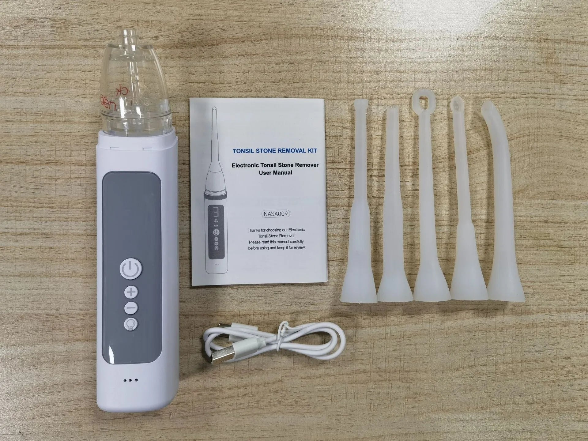 Milky white tonsil stone remover oral cleaning tool for dental calculus extraction