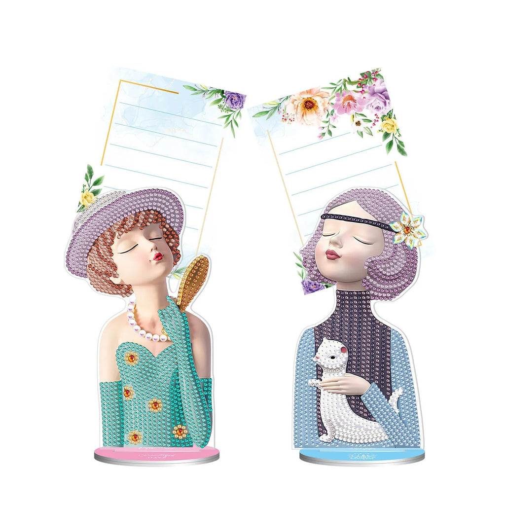 Diamond painting decorative note clip with handmade American style craft on desktop