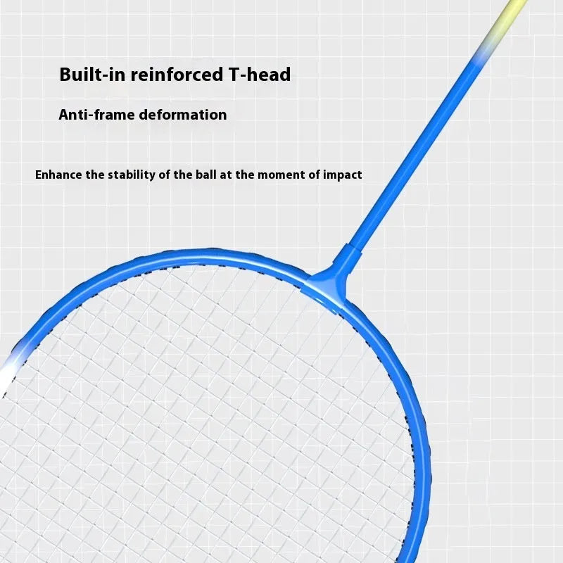 Blue and red alloy ultra-light split badminton racket pair for recreational play