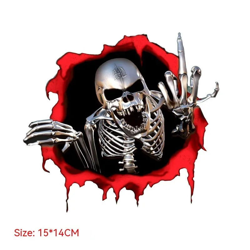 Colourful broken-shell pattern reflective metal skull car sticker on PET film