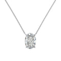Sterling silver necklace with a geometric oval ice flower pendant in gold or platinum finish.