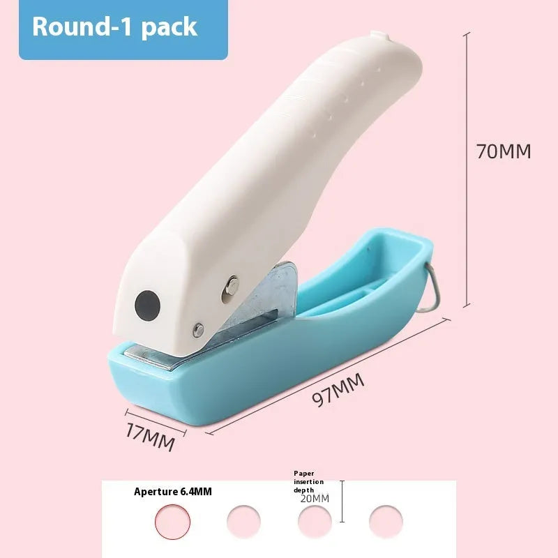 Small manual punching machine showing love, star, 4mm and 6mm round embossed patterns for kindergarten crafts