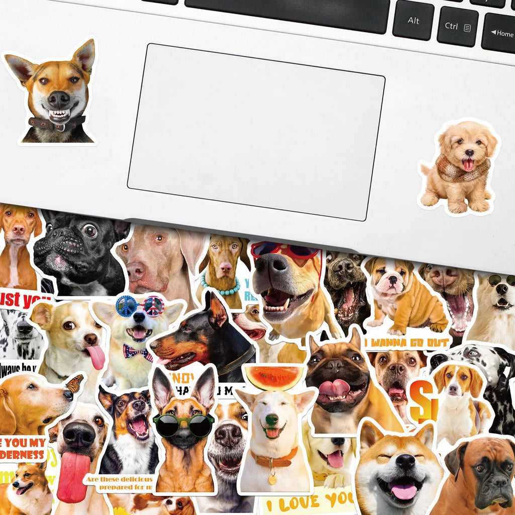 Pack of 100 realistic dog facial expression stickers in Nordic style design