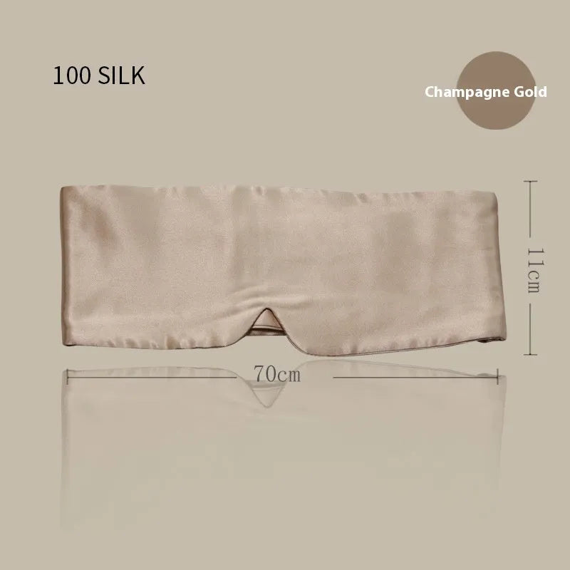 Silk sleep eye mask in multiple colours including champagne gold and navy blue.