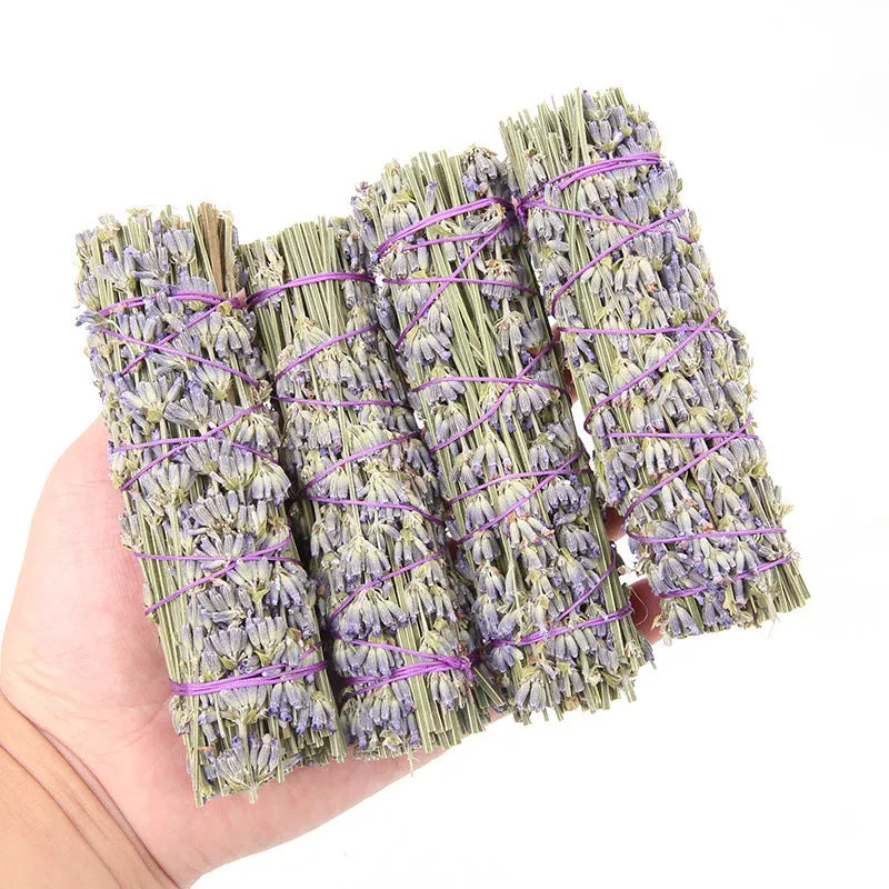 A single 4-inch long natural dried flower aromatherapy stick with lavender scent.