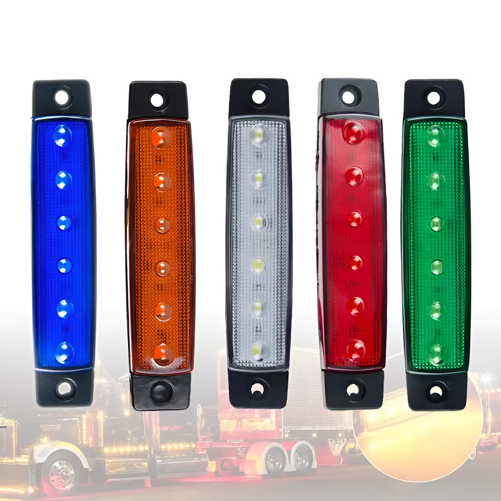 W-SMD trailer and truck side warning light in red, yellow, white, blue, or green, size 9.6 by 2 by 1 cm.