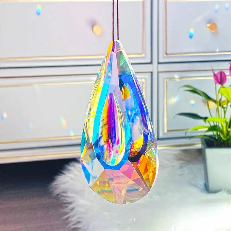 Rainbow electroplated crystal Christmas tree garden pendant decoration catching light