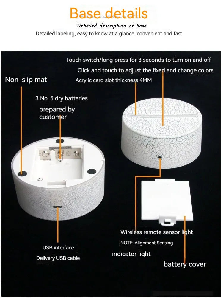 Heart-shaped clear acrylic table lamp with touch control on desk