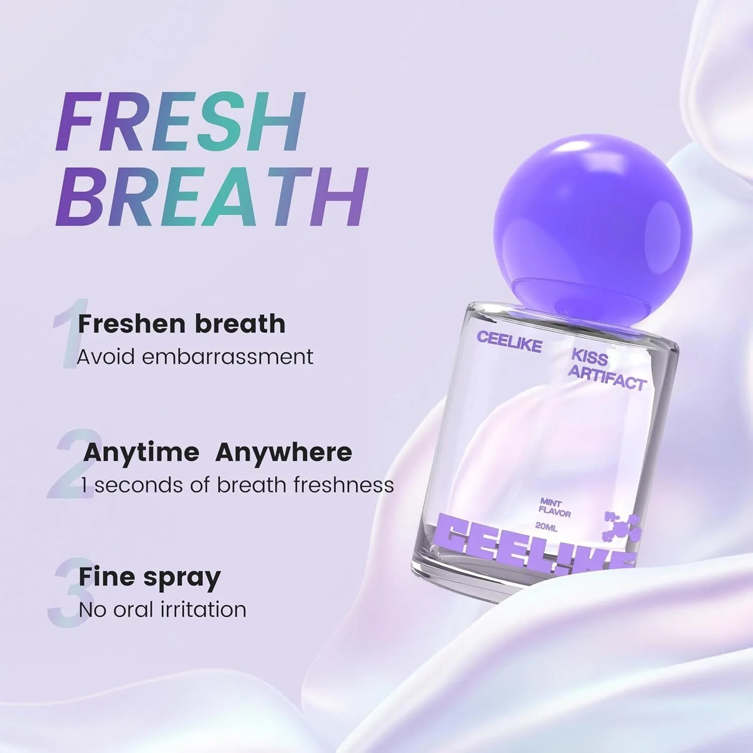 20ml portable probiotics oral spray bottle with white pump dispenser