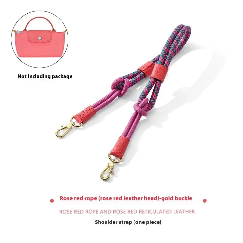 Braided nylon and leather shoulder strap with alloy buckle for bag modification