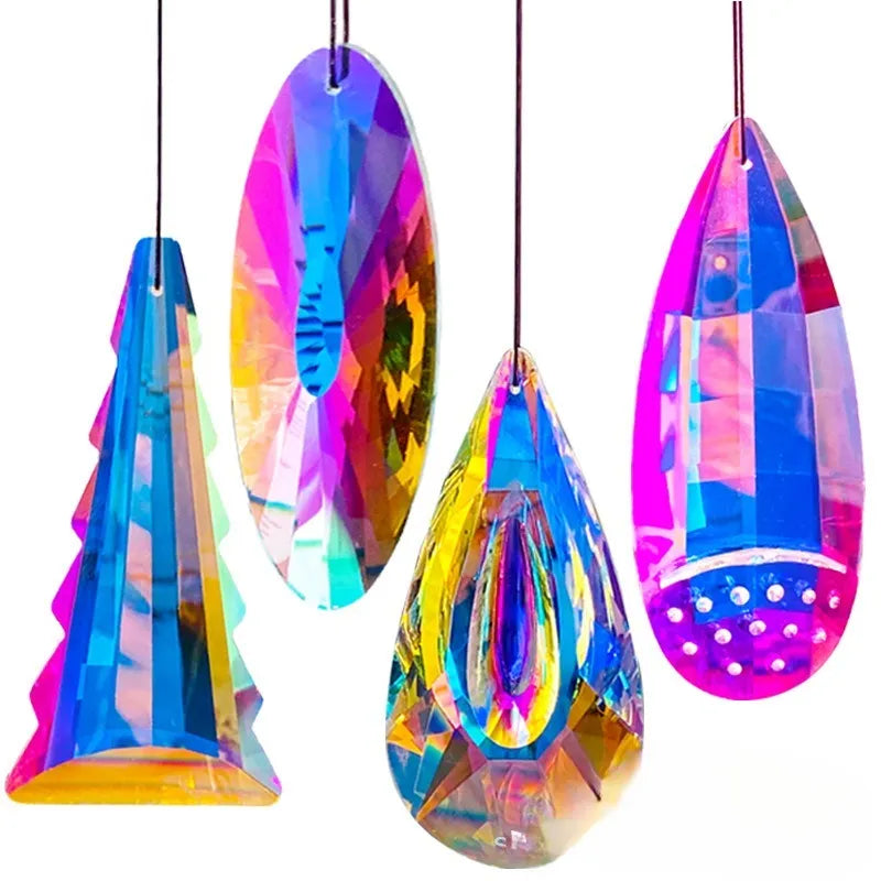 Rainbow electroplated crystal Christmas tree garden pendant decoration catching light