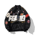 American motorcycle baseball uniform jacket in loose fit with detachable hood option