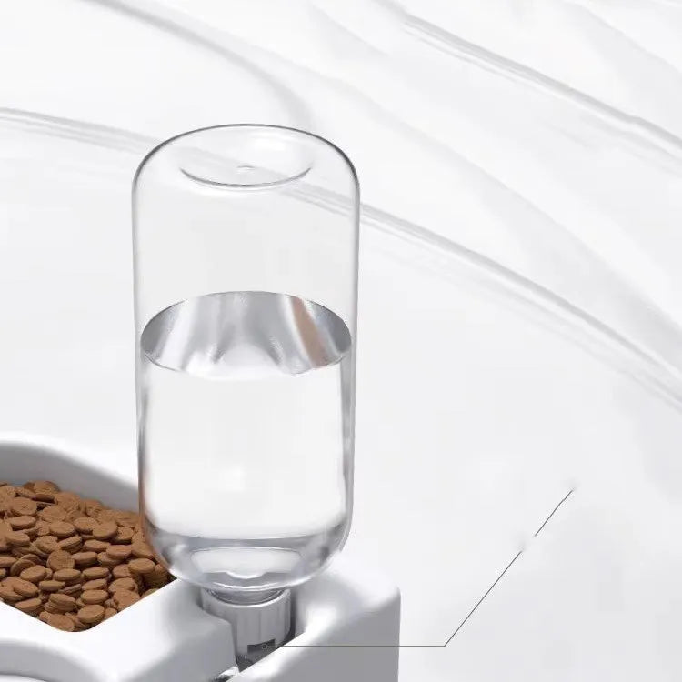 White food-grade plastic pet water fountain for cats and dogs with four flow modes.