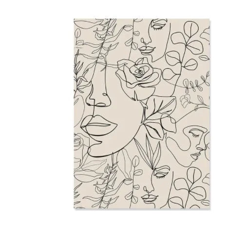 Boho abstract line art of an animal on a frameless canvas print available in multiple sizes.