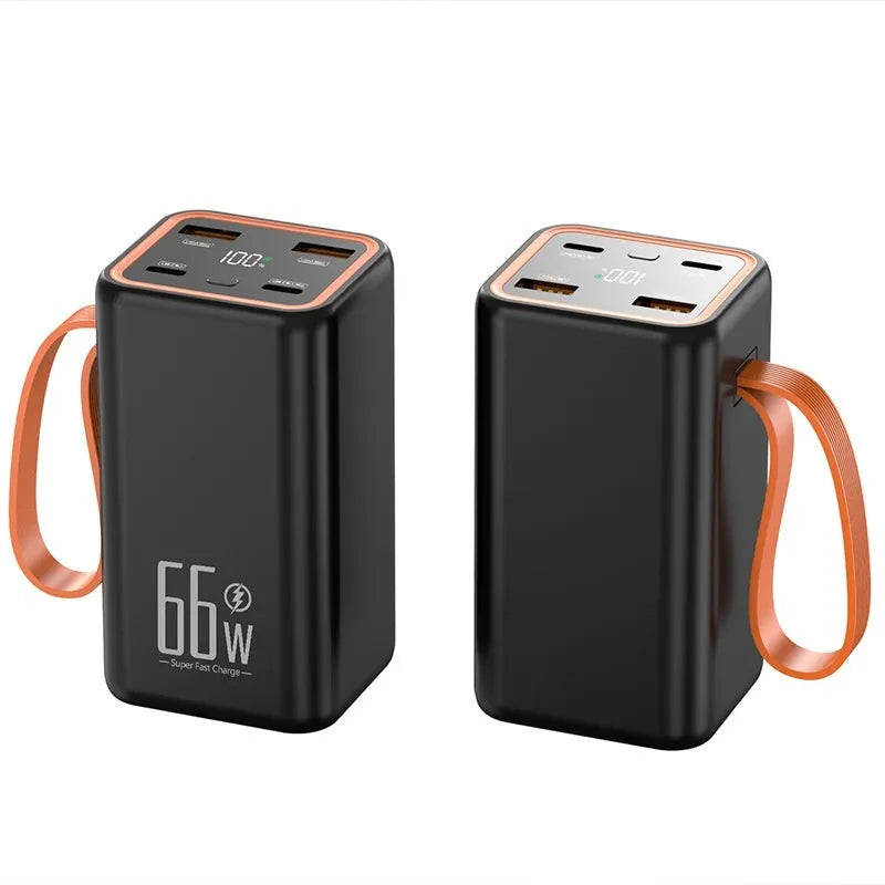 PD66W Fast Charge 20000 mAh power bank in black and white colour options, showing creative design.