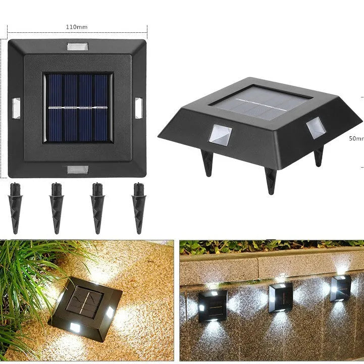 Solar-powered outdoor wall light with upward and downward LED illumination for garden decorative lighting