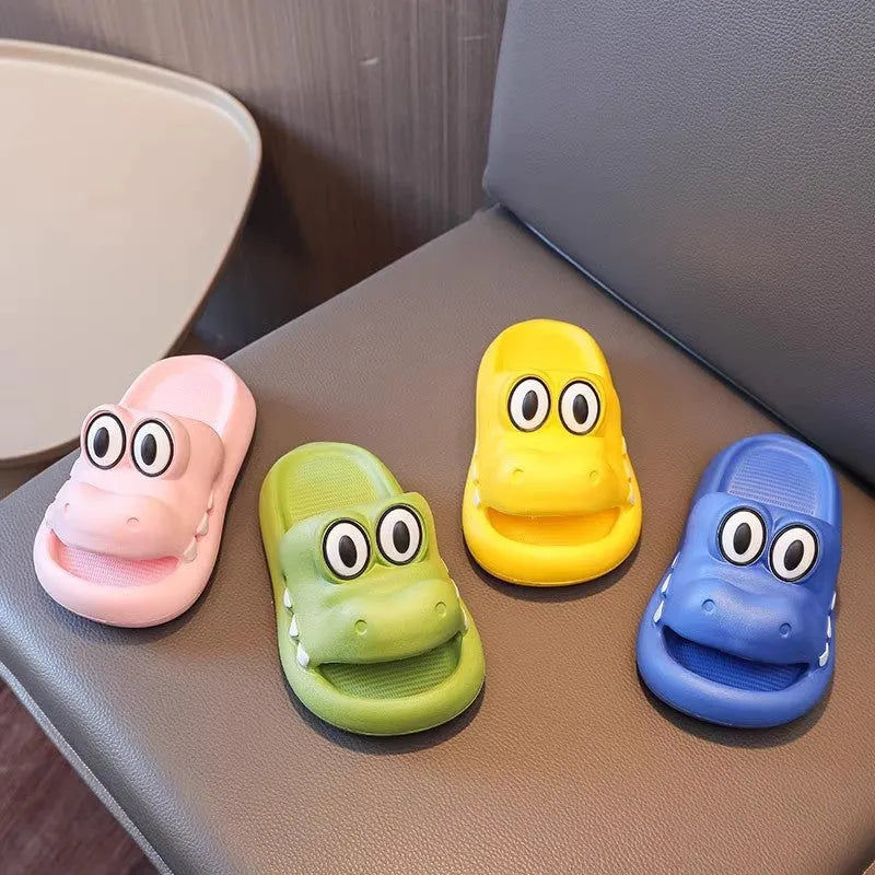 Children's EVA platform sandals with animal pattern in pink, green, yellow and blue colours