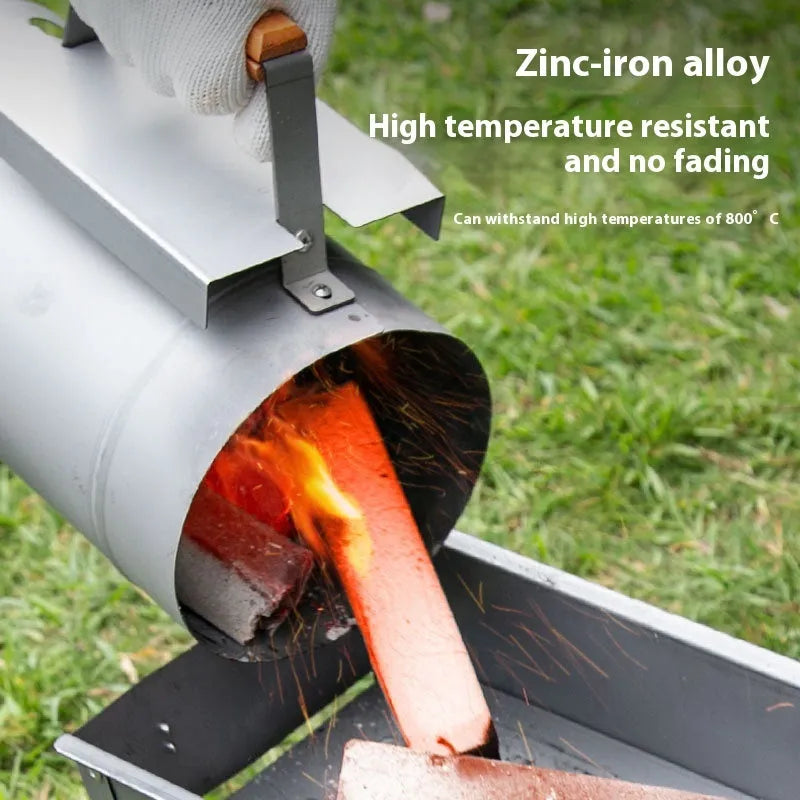 Zinc-iron alloy outdoor barbecue charcoal fire starter igniter with carbon bucket design
