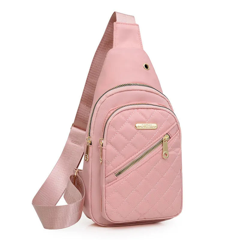 Girl's crossbody chest bag in Oxford cloth with plaid pattern available in multiple colours