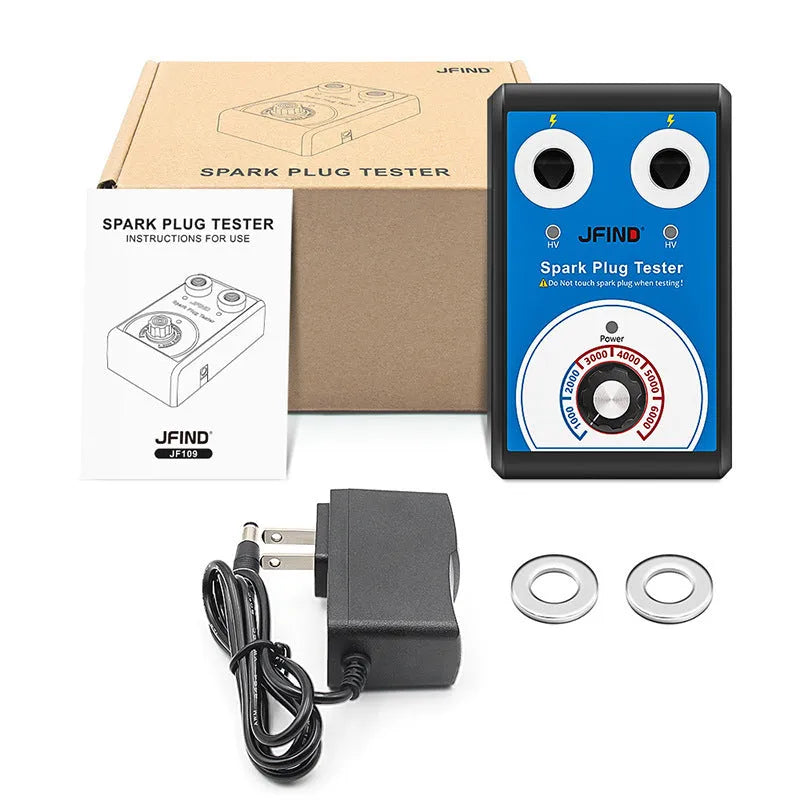 Car fault detector with double hole plug connection for spark plug testing