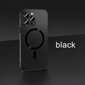 Dark purple aluminium alloy frame magnetic phone case for iPhone with a snap closure.