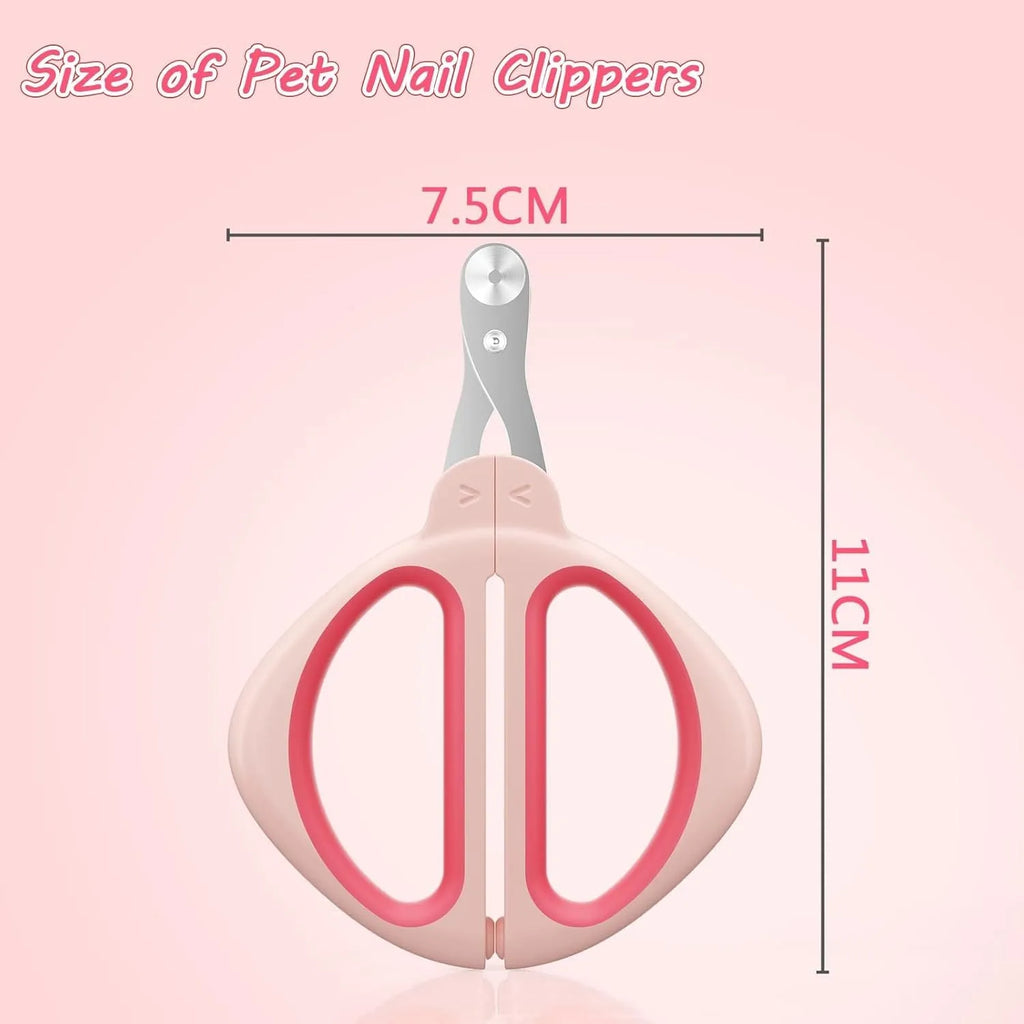 Blue pet nail clippers with safety positioning hole and stainless steel blade for cat grooming