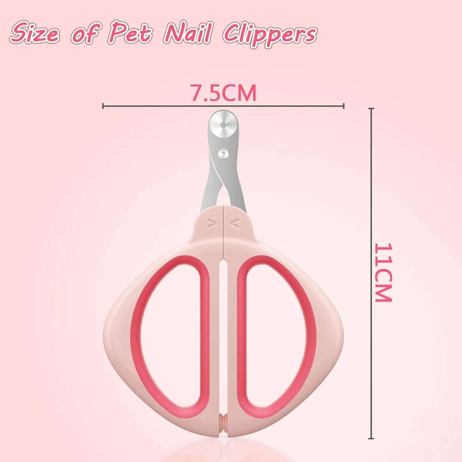 Blue pet nail clippers with safety positioning hole and stainless steel blade for cat grooming