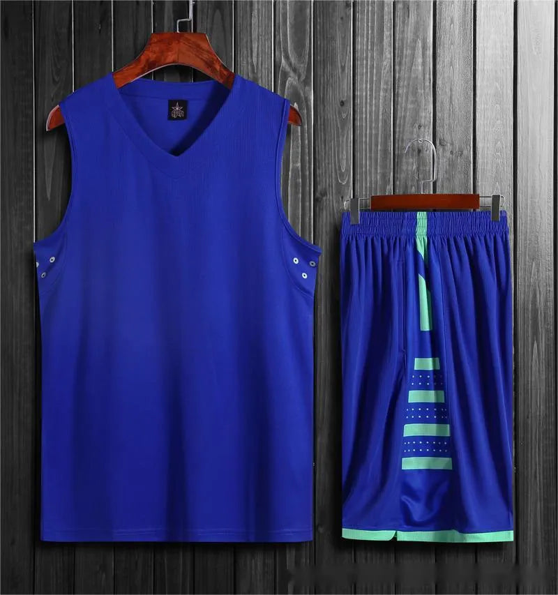 Breathable black and white sports vest and pants set for student training and fitness.