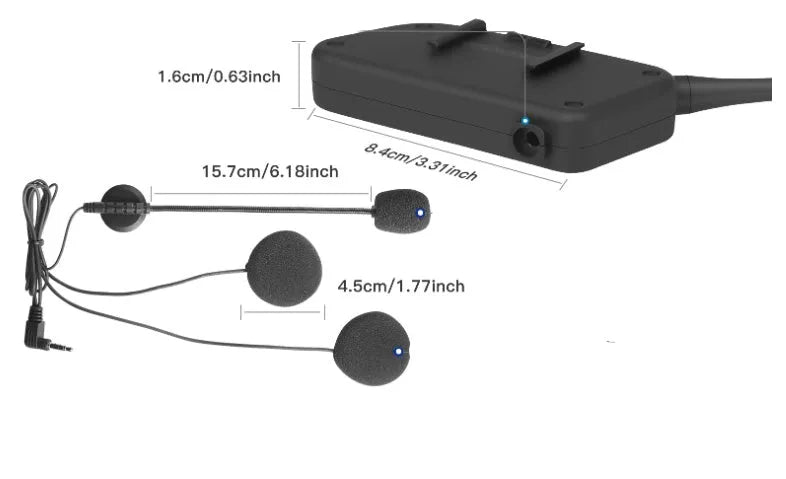 V6pro motorcycle helmet Bluetooth intercom with mounting clips and charging cable