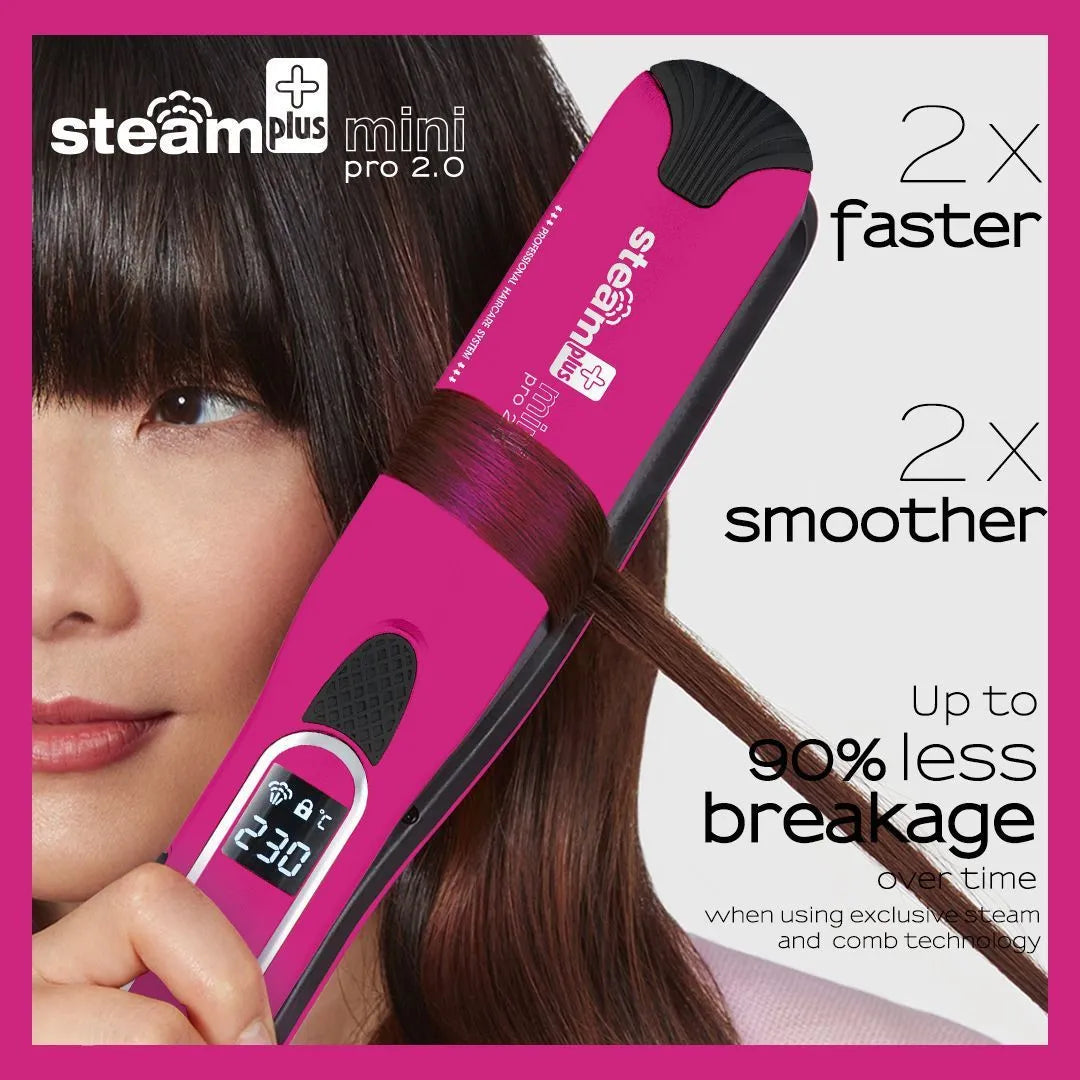 Mini steam splint spray hair straightener in champagne, purple, or rose red colour with steam function