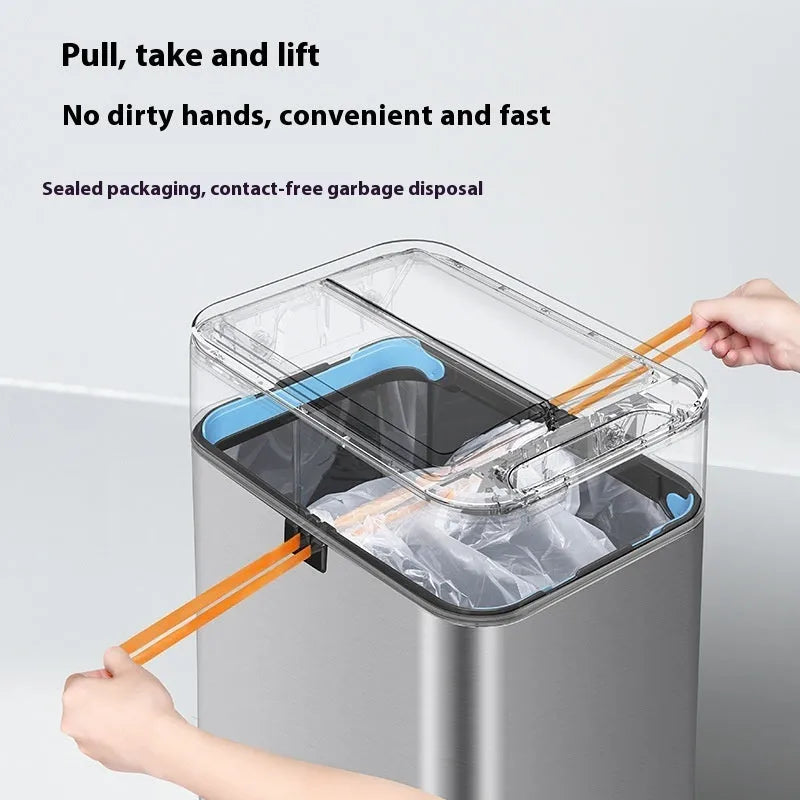 Stainless steel smart trash can with induction opening and square design