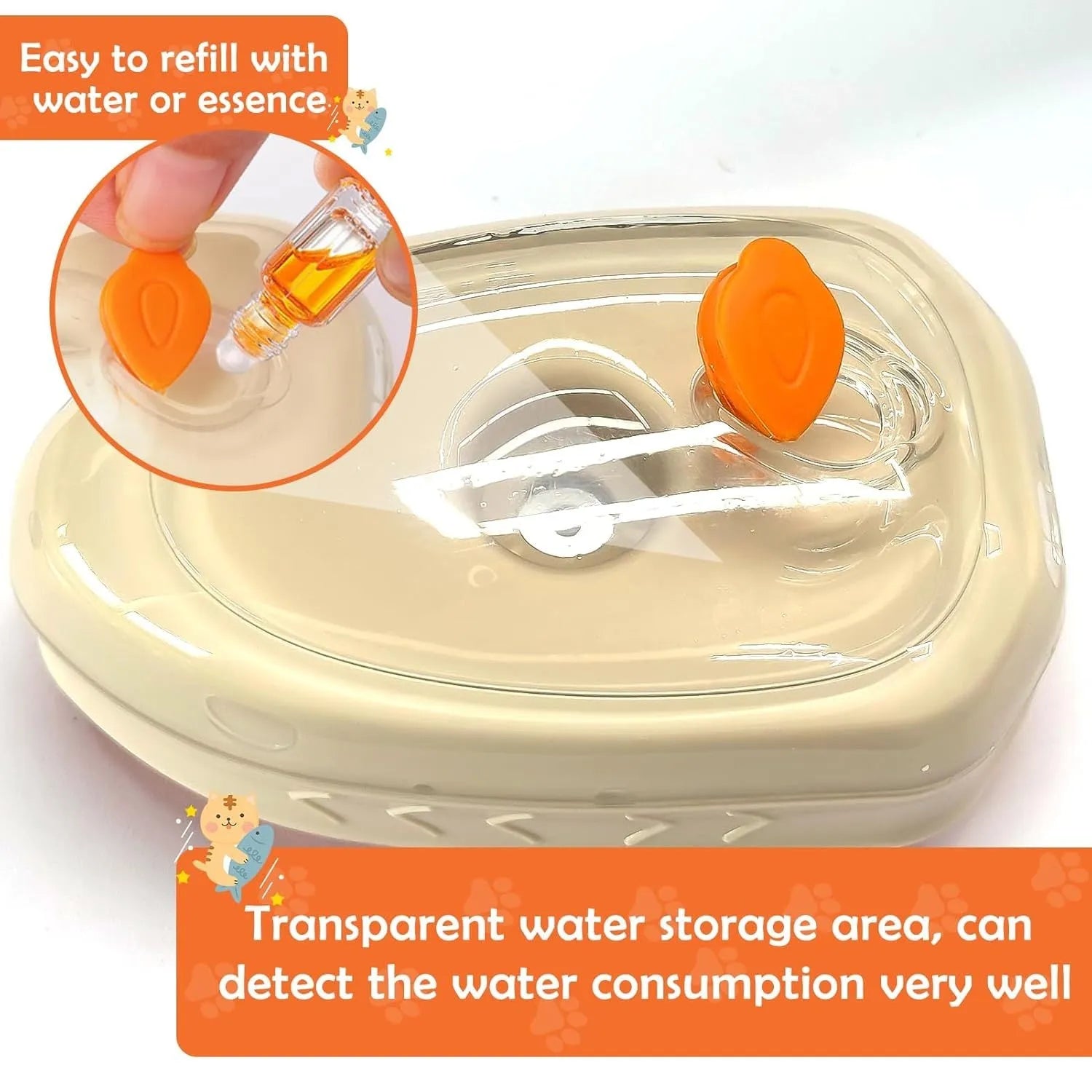 Yellow cat steam brush with silicone bristles, water reservoir, and ringworm detection light