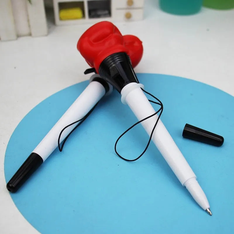 Four pressure relief boxing pens with black ink and 0.7mm bullet tips showing plug-in sleeve design