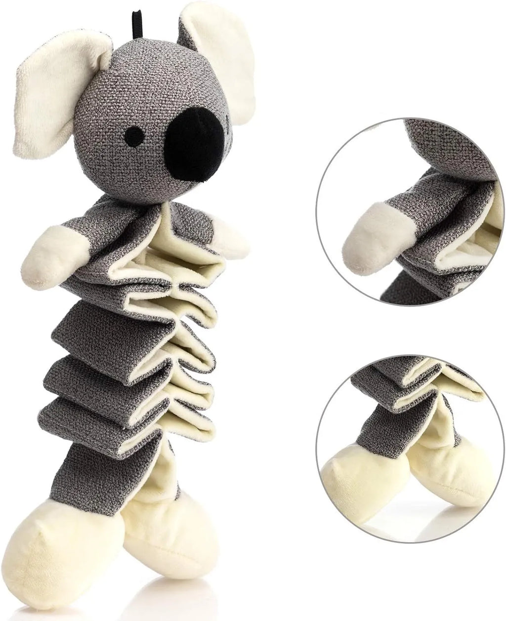 Hollypet grey koala dog toy measuring 30cm with squeaker and crinkle paper