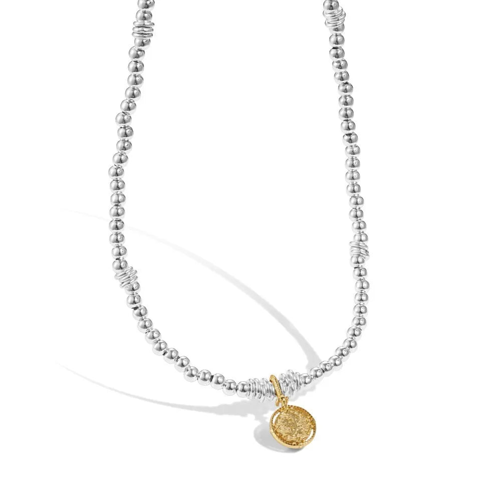 S925 sterling silver women's necklace with flower pendant and ball bead chain, 51-60cm circumference