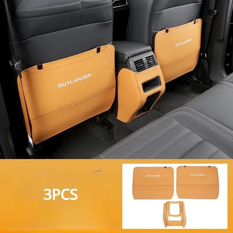 Three leather anti-kick protection pads for 2023 Outlander seats and console in black, grey and brown