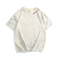 Grey tie-dye printed T-shirt with loose fit and short sleeves