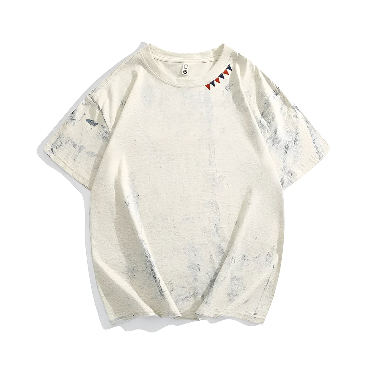 Grey tie-dye printed T-shirt with loose fit and short sleeves