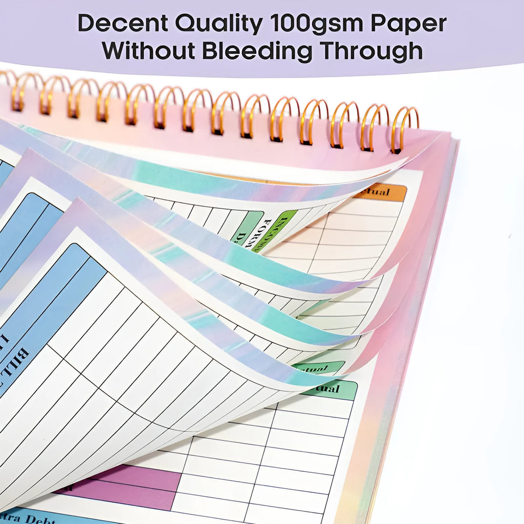 B5 size budget tally notebook with spiral binding and PP cover for income expenditure tracking