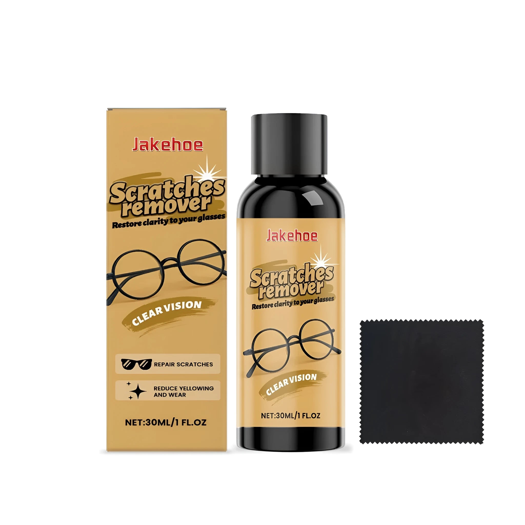 30ml glasses scratch remover bottle with polishing cloth for spectacles and sunglasses