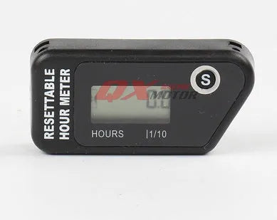 Black YSDS model waterproof LCD maintenance timer for vehicles and outdoor power equipment.