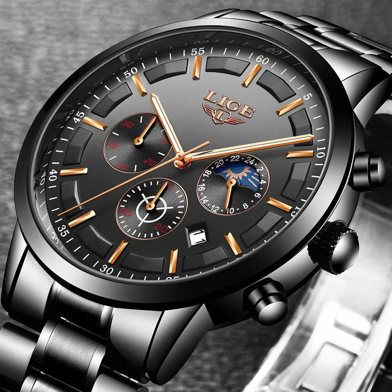Men's waterproof quartz sports watch in four colour options with 12mm thickness
