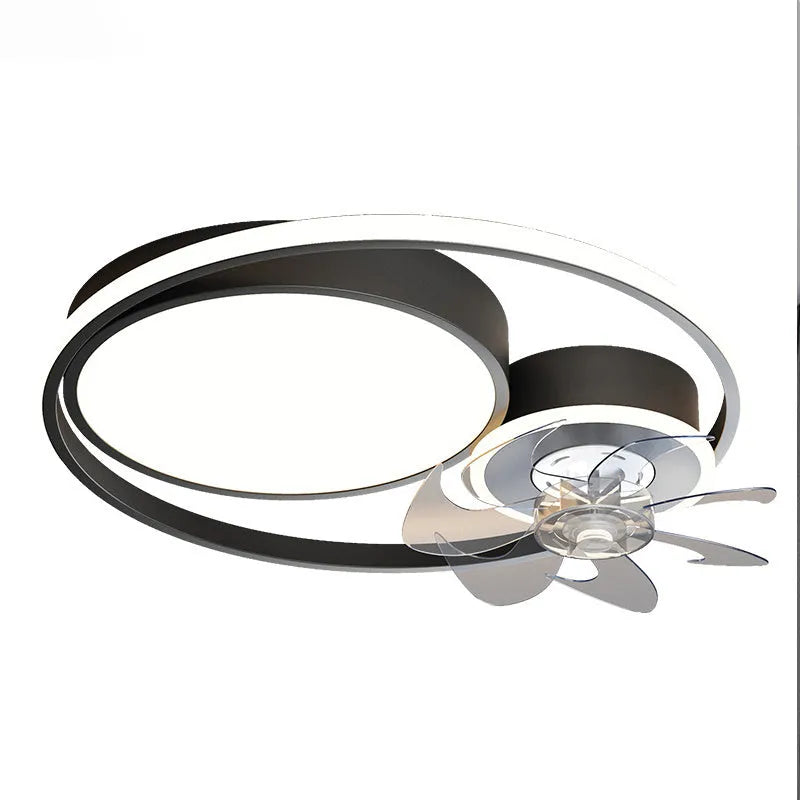 Black or gold ceiling fan light with 48cm metal blades and an acrylic lampshade