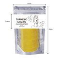 Turmeric and Ginger Facial Cleansing Set showing cleansing pads, soap pieces, and mousse bottle.