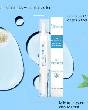 Pet toothbrush pen with soft bristle brush head and 3ml toothpaste reservoir